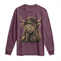 Highland Cow Funny Cute Coffee Lover Graphic Long Sleeve Shirt