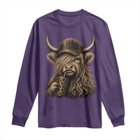 Highland Cow Funny Cute Coffee Lover Graphic Long Sleeve Shirt
