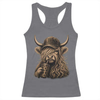 Highland Cow Funny Cute Coffee Lover Graphic Racerback Tank Top