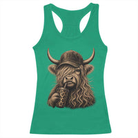 Highland Cow Funny Cute Coffee Lover Graphic Racerback Tank Top