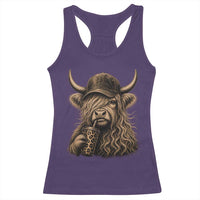 Highland Cow Funny Cute Coffee Lover Graphic Racerback Tank Top
