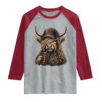 Highland Cow Funny Cute Coffee Lover Graphic Raglan Shirt