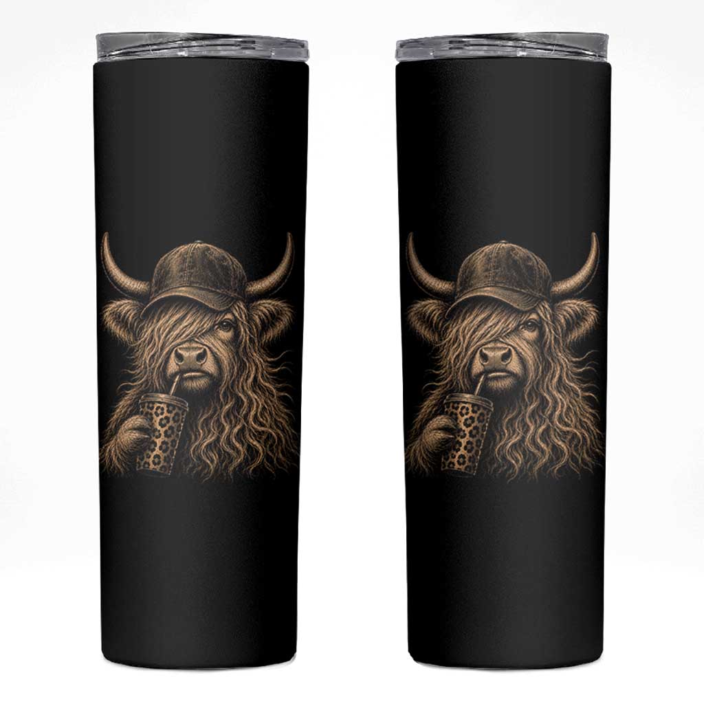 Highland Cow Funny Cute Coffee Lover Graphic Skinny Tumbler