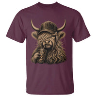 Highland Cow Funny Cute Coffee Lover Graphic T Shirt