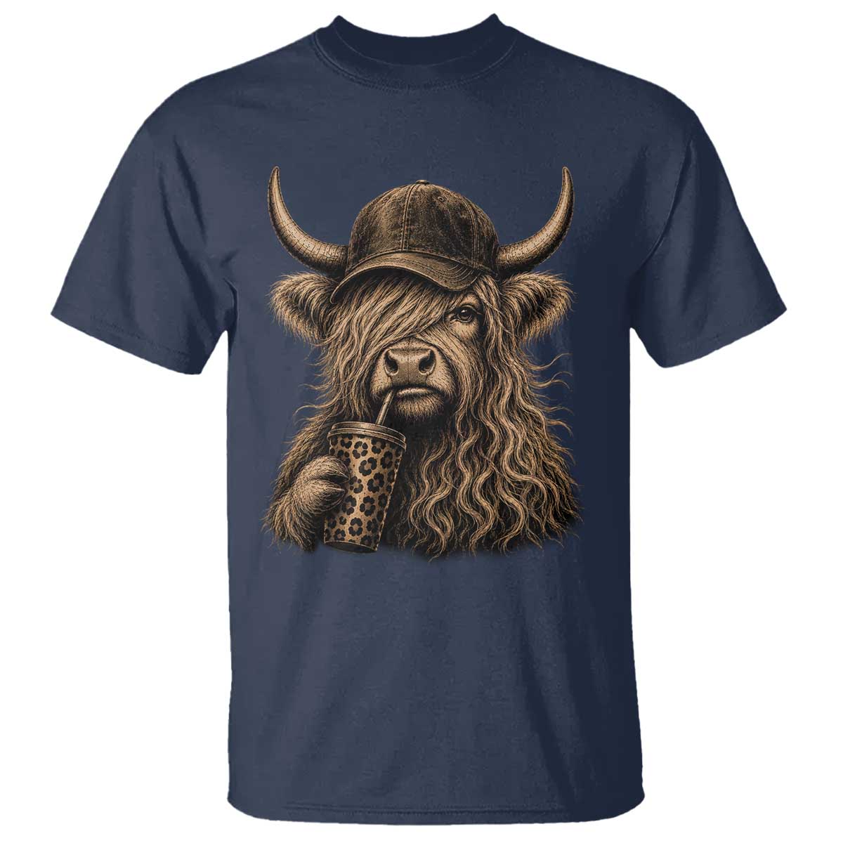 Highland Cow Funny Cute Coffee Lover Graphic T Shirt