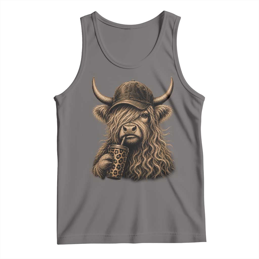 Highland Cow Funny Cute Coffee Lover Graphic Tank Top