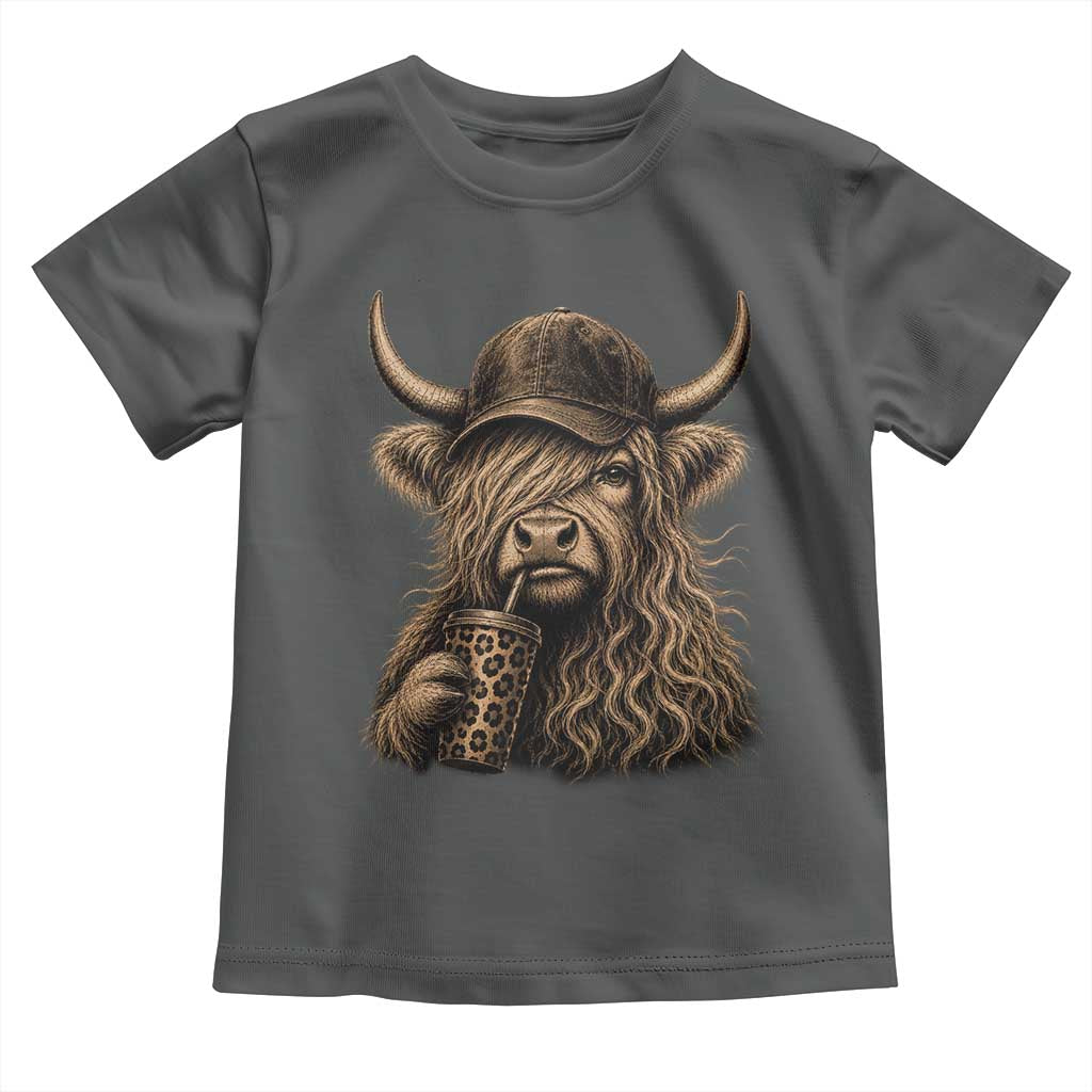 Highland Cow Funny Cute Coffee Lover Graphic Toddler T Shirt