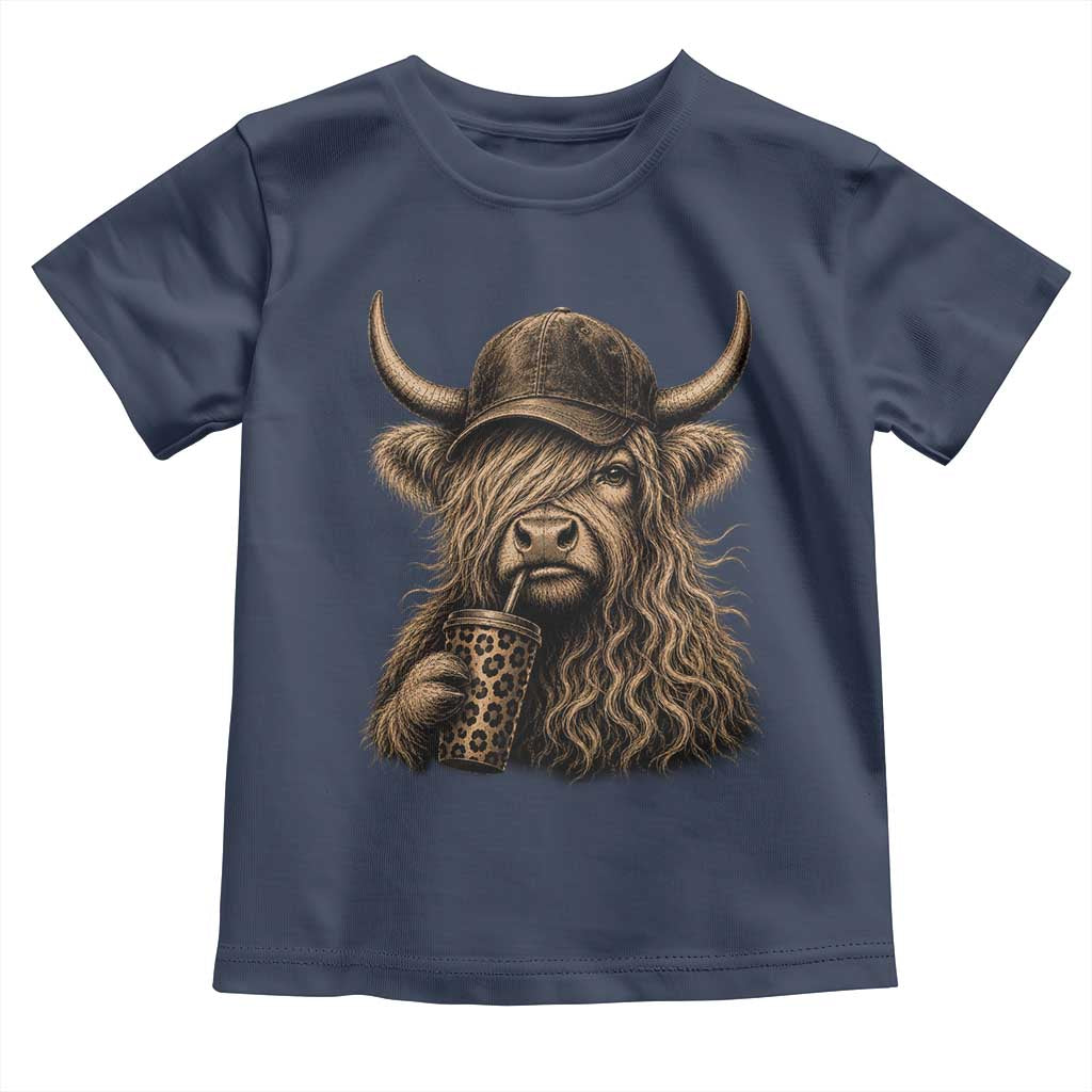 Highland Cow Funny Cute Coffee Lover Graphic Toddler T Shirt