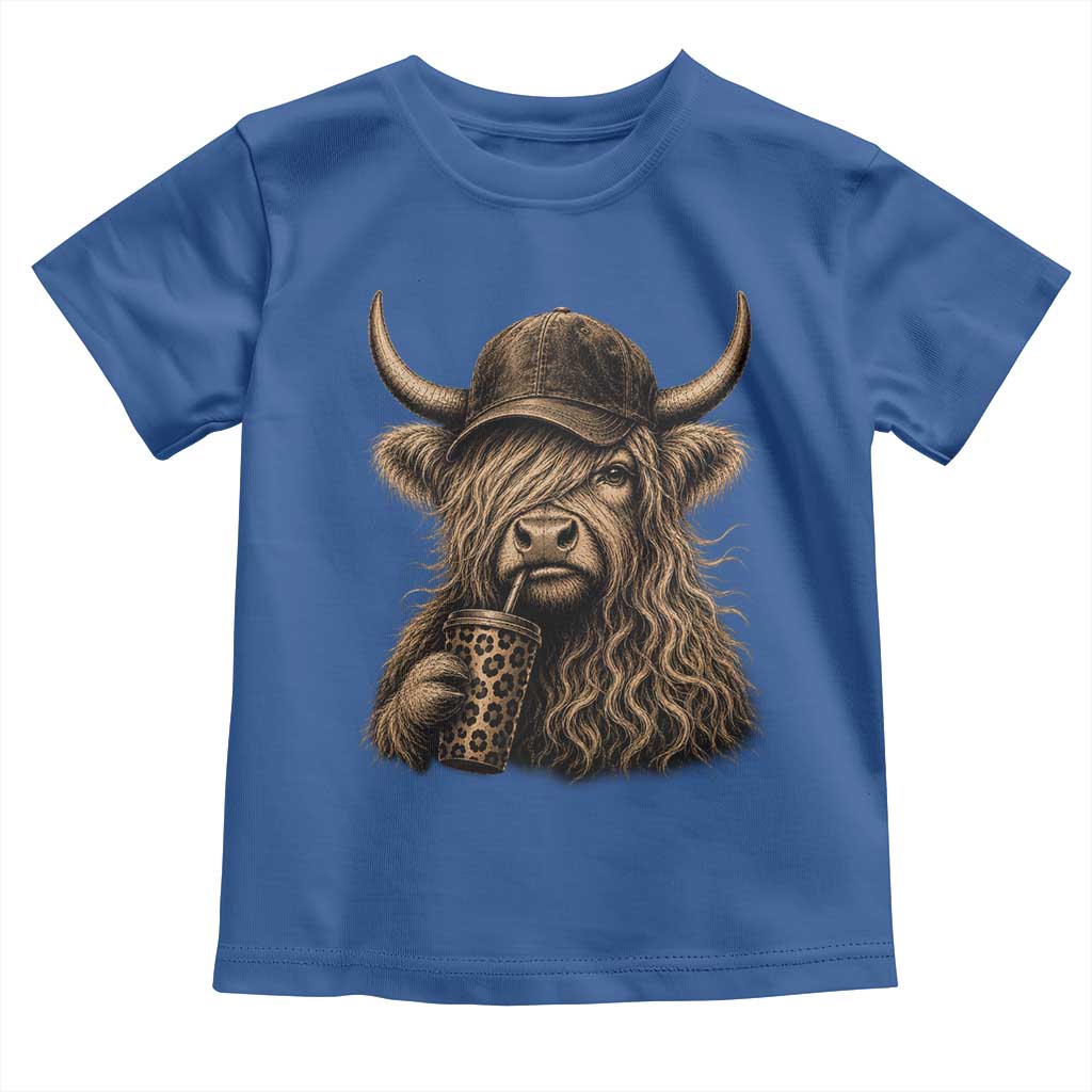 Highland Cow Funny Cute Coffee Lover Graphic Toddler T Shirt