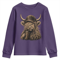 Highland Cow Funny Cute Coffee Lover Graphic Youth Sweatshirt