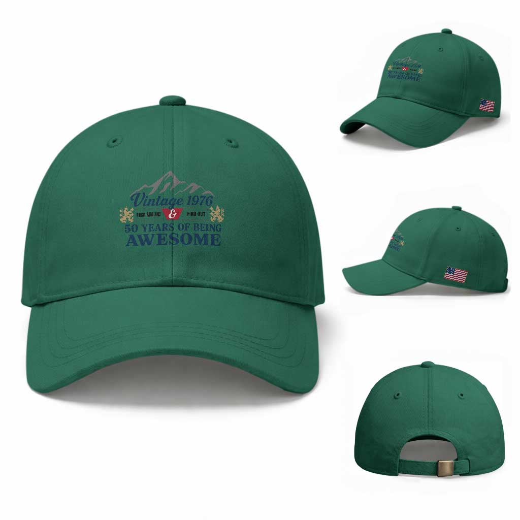 50th Birthday Baseball Cap Vintage 1976 Fck Around And Find Out Funny 50 Year Old Gift