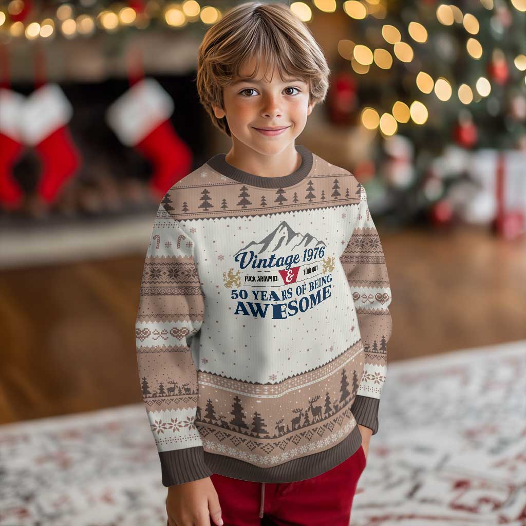 50th Birthday Ugly Christmas Sweater Vintage 1976 Fck Around And Find Out Funny 50 Year Old Gift