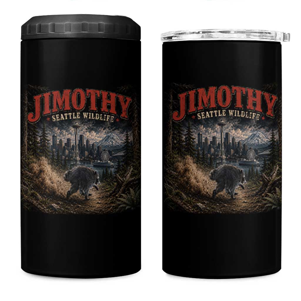 Vintage Jimothy Seattle Wildlife Raccoon Meme 4 in 1 Can Cooler Tumbler