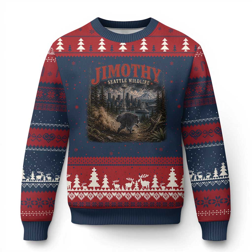 Vintage Jimothy Seattle Wildlife Raccoon Meme Ugly Christmas Sweater