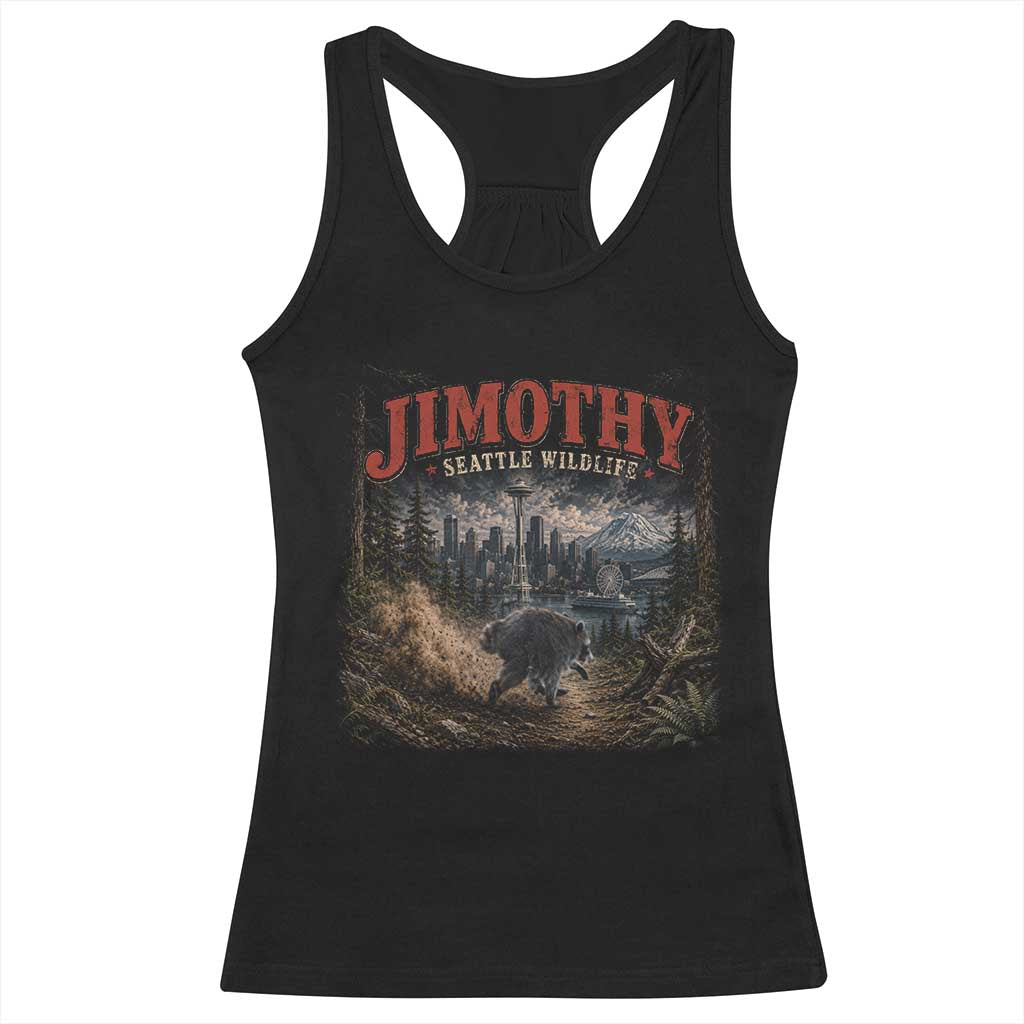 Vintage Jimothy Seattle Wildlife Raccoon Meme Racerback Tank Top