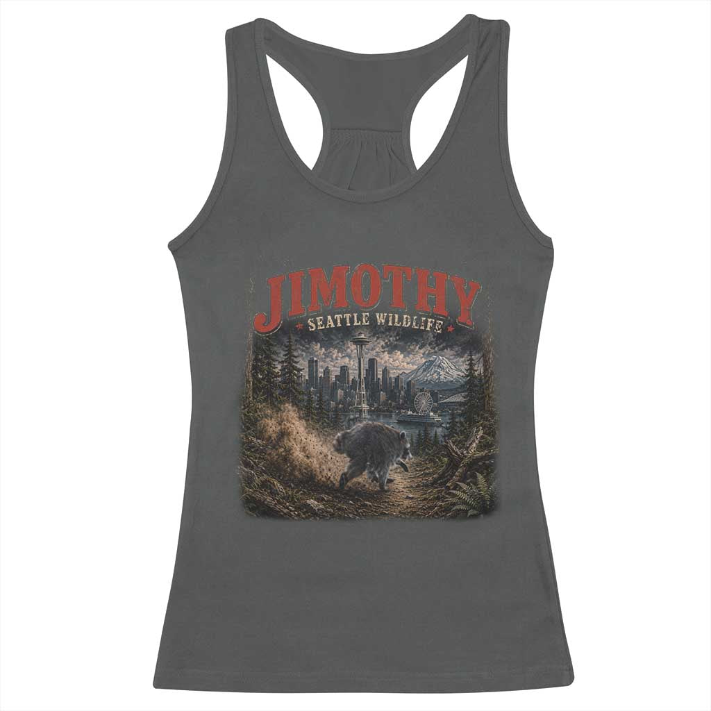 Vintage Jimothy Seattle Wildlife Raccoon Meme Racerback Tank Top