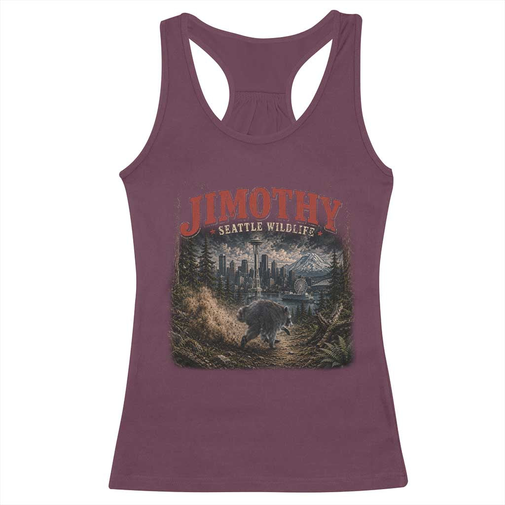 Vintage Jimothy Seattle Wildlife Raccoon Meme Racerback Tank Top