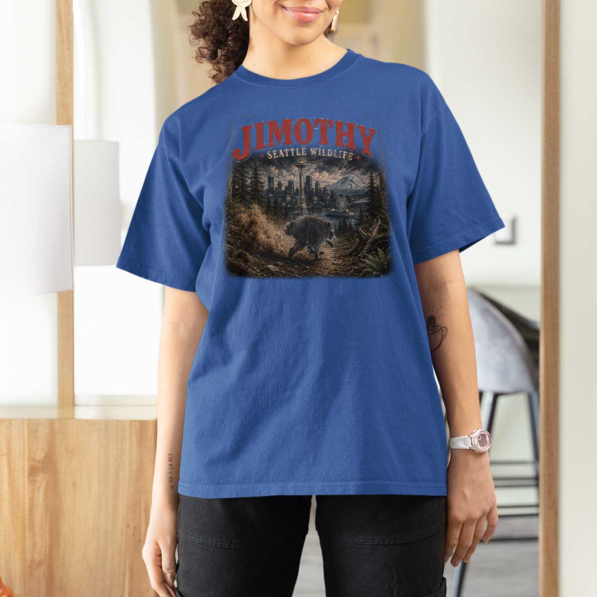 Vintage Jimothy Seattle Wildlife Raccoon Meme T Shirt For Women