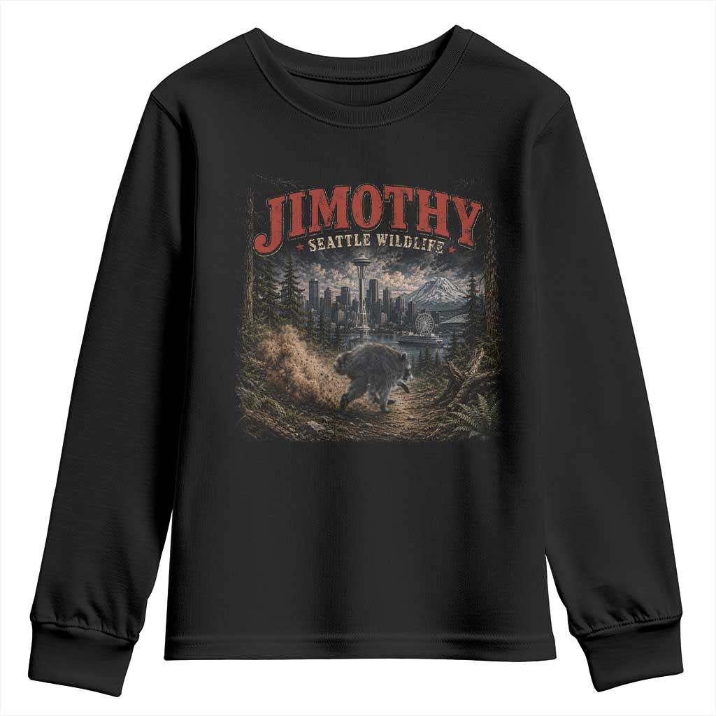 Vintage Jimothy Seattle Wildlife Raccoon Meme Youth Sweatshirt
