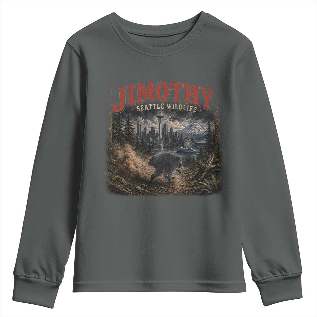 Vintage Jimothy Seattle Wildlife Raccoon Meme Youth Sweatshirt