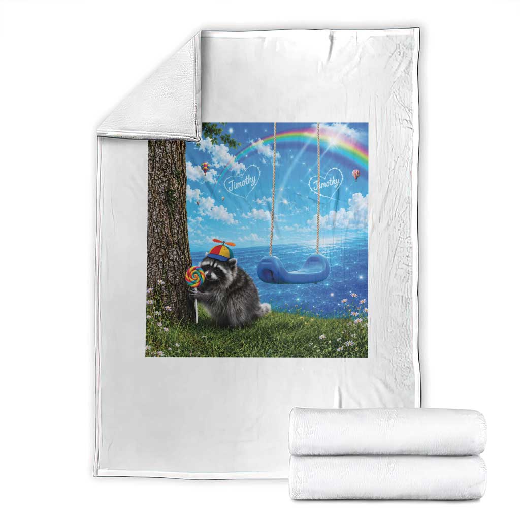 Jimothy Raccoon Dreamcore Throw Blanket Seattle Trash Panda Gen Z Humor Rainbow Aesthetic