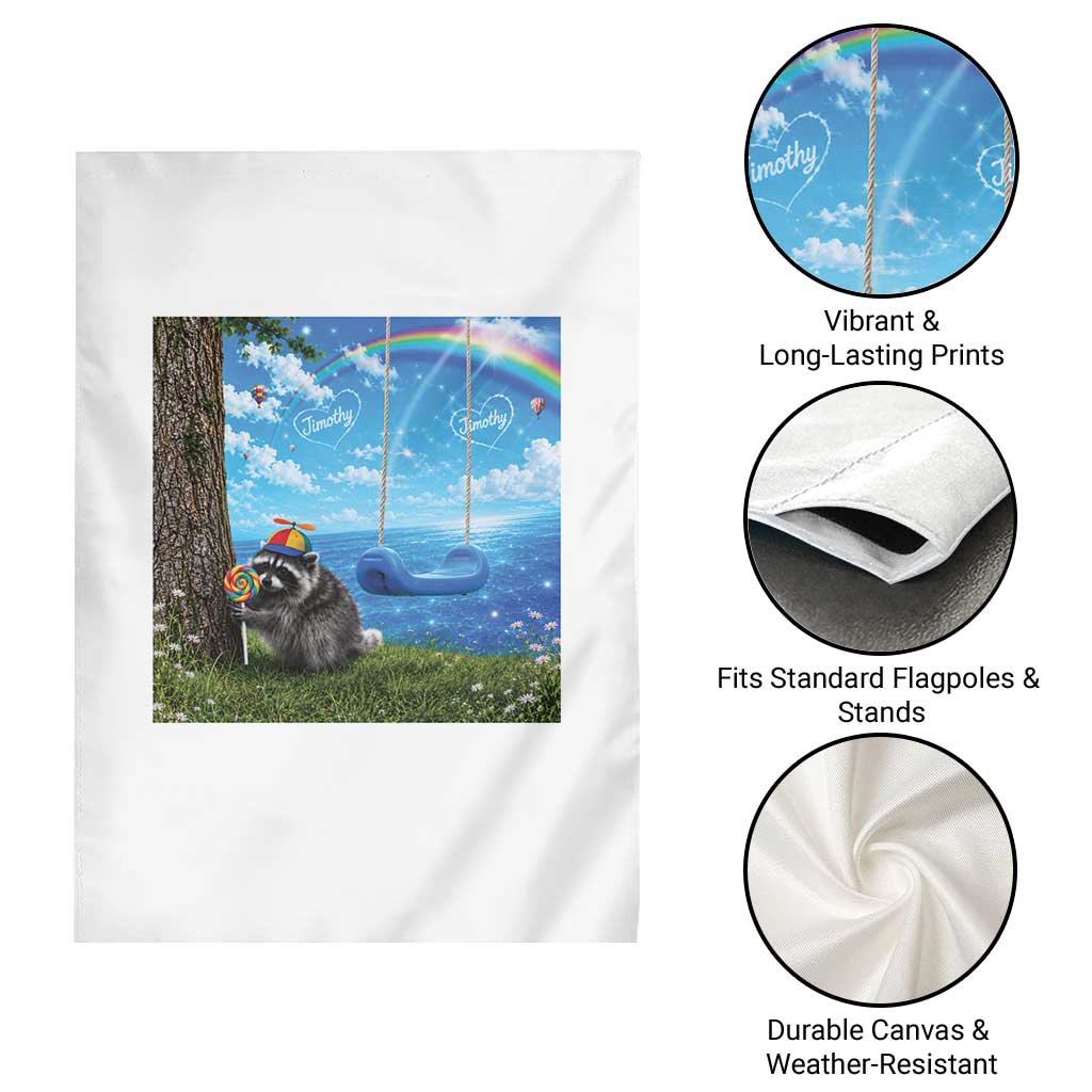 Jimothy Raccoon Dreamcore Garden Flag Seattle Trash Panda Gen Z Humor Rainbow Aesthetic