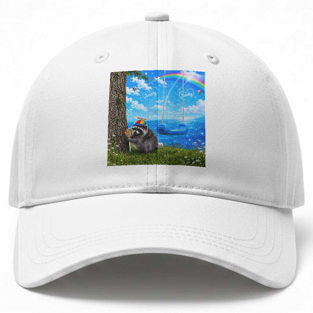 Jimothy Raccoon Dreamcore Baseball Cap Seattle Trash Panda Gen Z Humor Rainbow Aesthetic