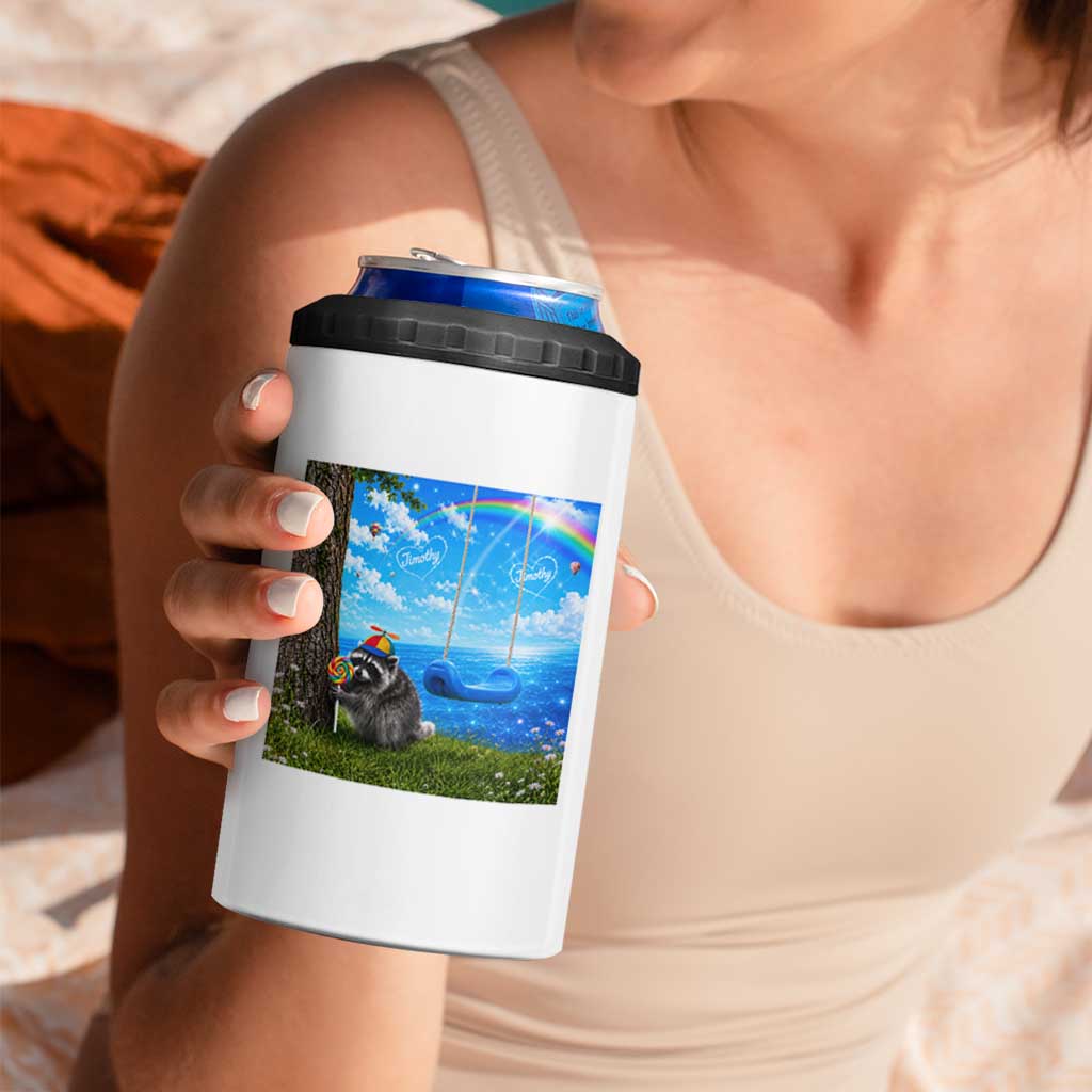 Jimothy Raccoon Dreamcore 4 in 1 Can Cooler Tumbler Seattle Trash Panda Gen Z Humor Rainbow Aesthetic