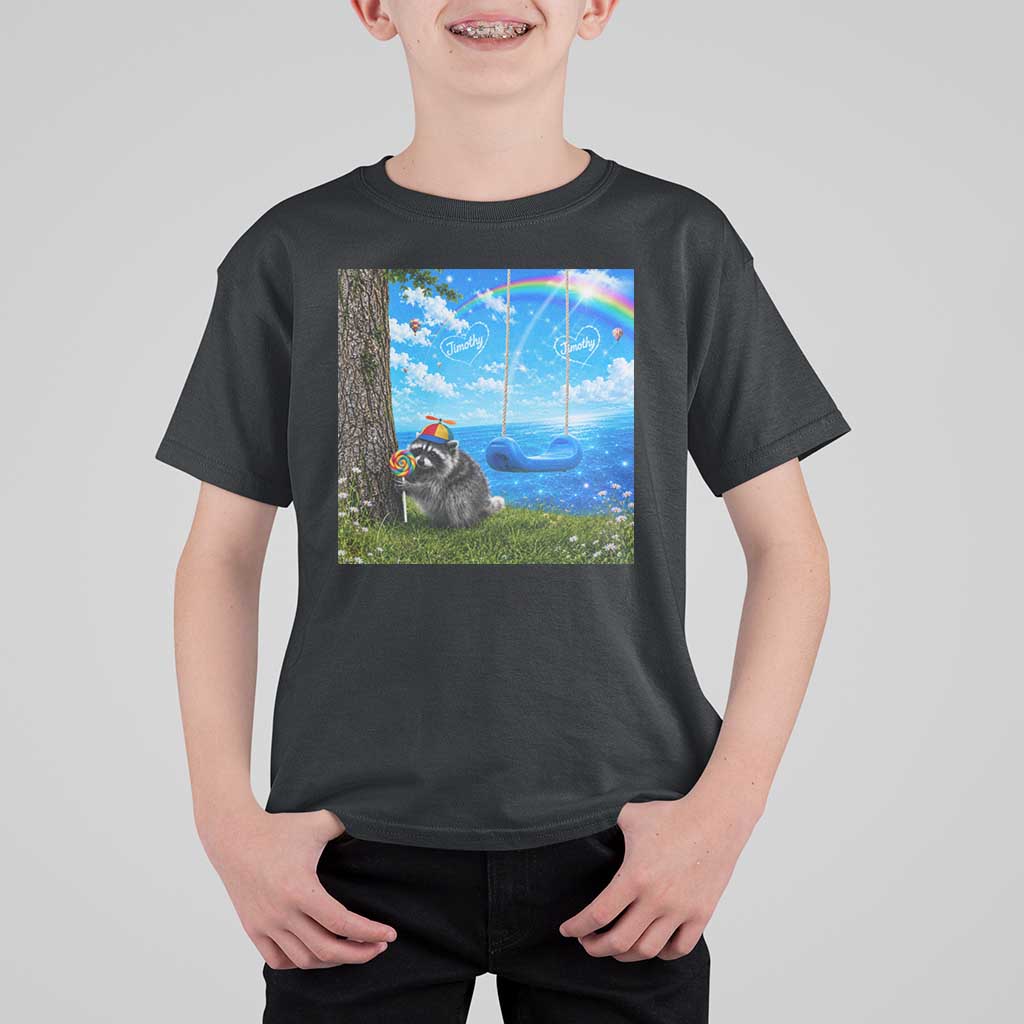 Jimothy Raccoon Dreamcore T Shirt For Kid Seattle Trash Panda Gen Z Humor Rainbow Aesthetic