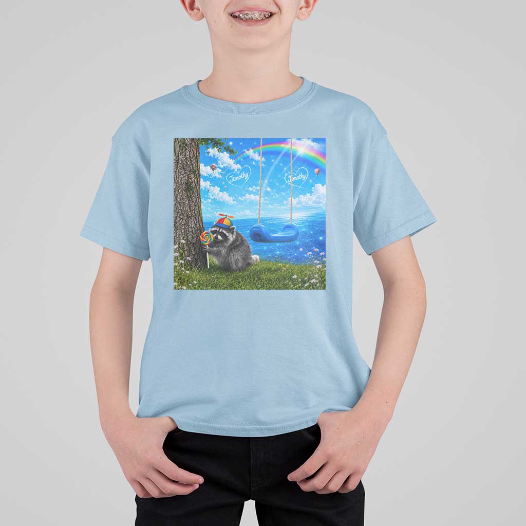 Jimothy Raccoon Dreamcore T Shirt For Kid Seattle Trash Panda Gen Z Humor Rainbow Aesthetic