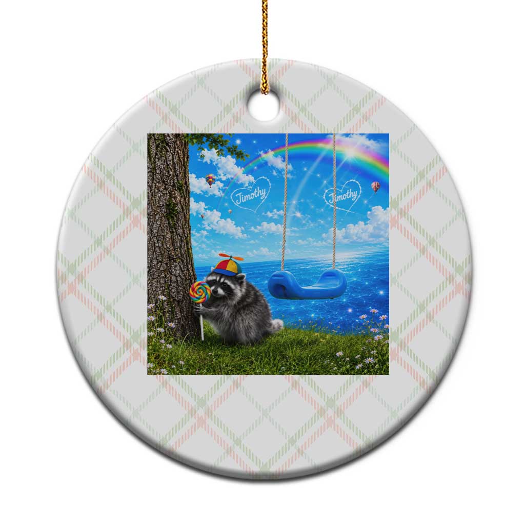 Jimothy Raccoon Dreamcore Ceramic Ornament Seattle Trash Panda Gen Z Humor Rainbow Aesthetic
