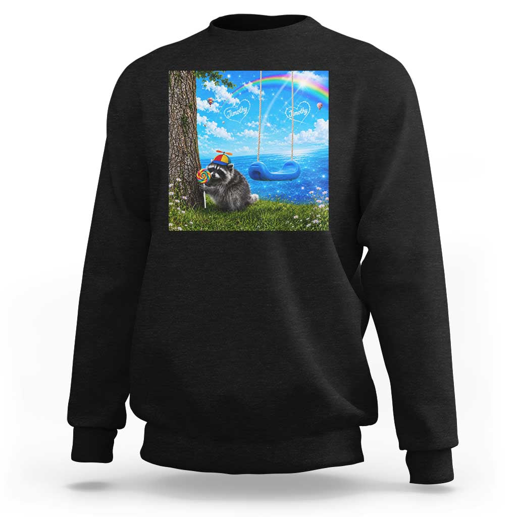Jimothy Raccoon Dreamcore Sweatshirt Seattle Trash Panda Gen Z Humor Rainbow Aesthetic