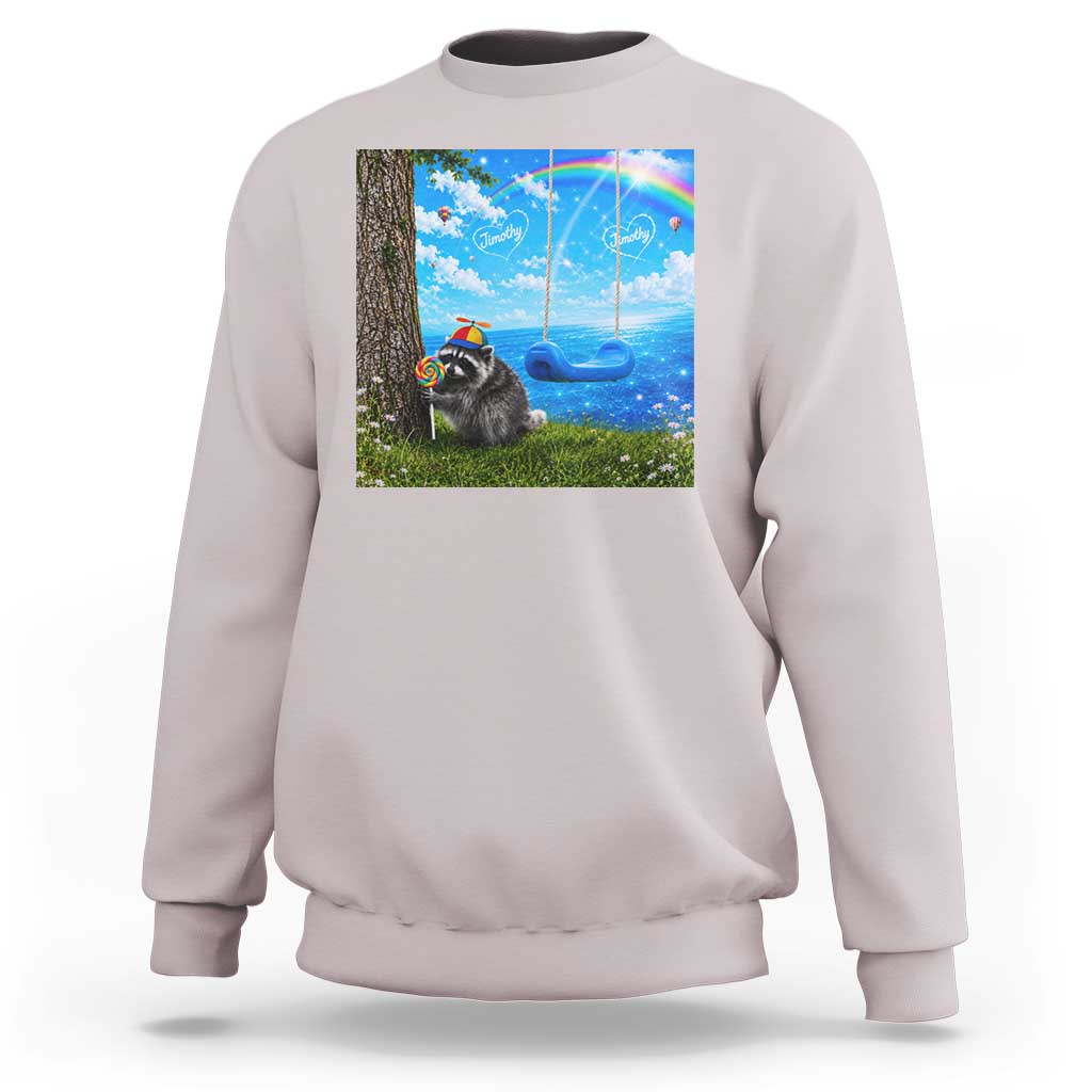 Jimothy Raccoon Dreamcore Sweatshirt Seattle Trash Panda Gen Z Humor Rainbow Aesthetic