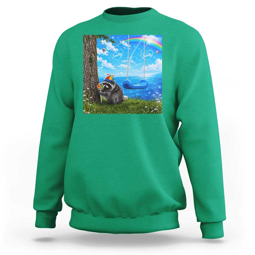 Jimothy Raccoon Dreamcore Sweatshirt Seattle Trash Panda Gen Z Humor Rainbow Aesthetic