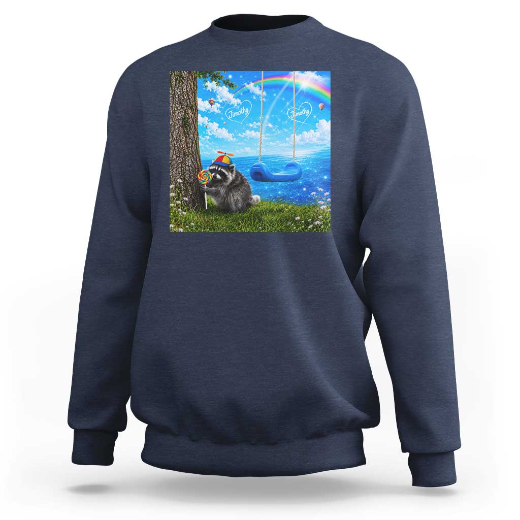 Jimothy Raccoon Dreamcore Sweatshirt Seattle Trash Panda Gen Z Humor Rainbow Aesthetic