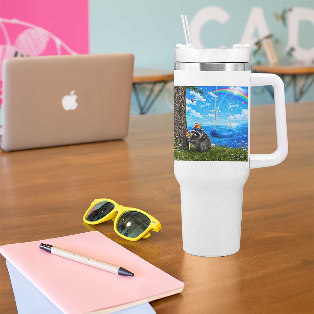 Jimothy Raccoon Dreamcore Tumbler With Handle Seattle Trash Panda Gen Z Humor Rainbow Aesthetic