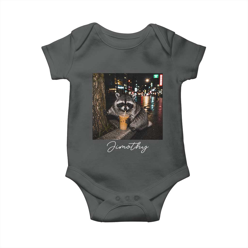 Jimothy Raccoon Drinking Iced Coffee Night City Aesthetic Baby Onesie