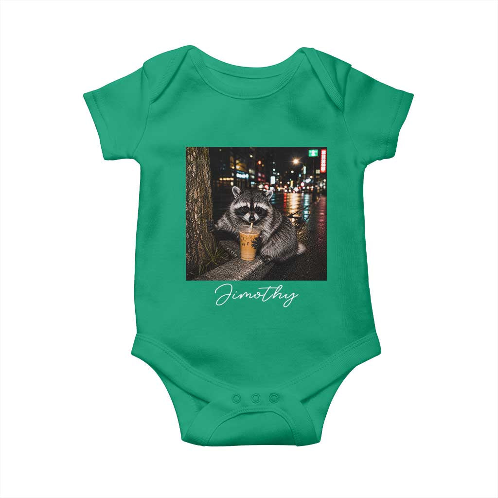 Jimothy Raccoon Drinking Iced Coffee Night City Aesthetic Baby Onesie