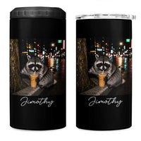 Jimothy Raccoon Drinking Iced Coffee Night City Aesthetic 4 in 1 Can Cooler Tumbler