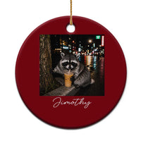Jimothy Raccoon Drinking Iced Coffee Night City Aesthetic Ceramic Ornament