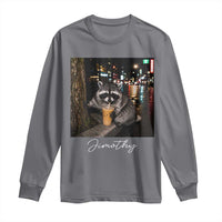 Jimothy Raccoon Drinking Iced Coffee Night City Aesthetic Long Sleeve Shirt