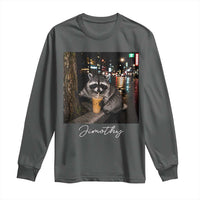 Jimothy Raccoon Drinking Iced Coffee Night City Aesthetic Long Sleeve Shirt