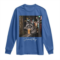 Jimothy Raccoon Drinking Iced Coffee Night City Aesthetic Long Sleeve Shirt