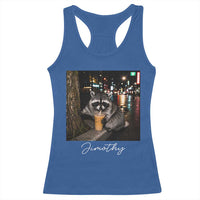 Jimothy Raccoon Drinking Iced Coffee Night City Aesthetic Racerback Tank Top