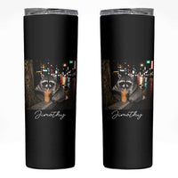 Jimothy Raccoon Drinking Iced Coffee Night City Aesthetic Skinny Tumbler