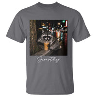 Jimothy Raccoon Drinking Iced Coffee Night City Aesthetic T Shirt