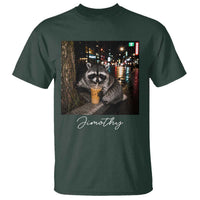 Jimothy Raccoon Drinking Iced Coffee Night City Aesthetic T Shirt