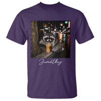 Jimothy Raccoon Drinking Iced Coffee Night City Aesthetic T Shirt