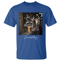 Jimothy Raccoon Drinking Iced Coffee Night City Aesthetic T Shirt