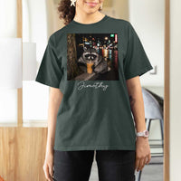 Jimothy Raccoon Drinking Iced Coffee Night City Aesthetic T Shirt For Women